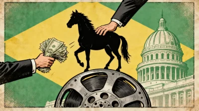 Ilustração editorial sobre Vorcaro tratou pagamento a filme bolsonarista como prioridade após pressão de Flávio. (Ilustração: