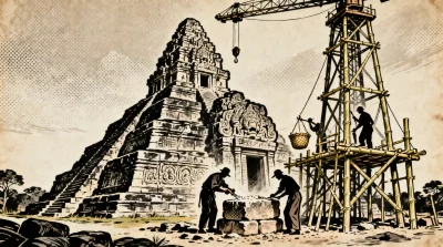 Arqueólogos continuam restauração do Templo Phnom Bakheng no complexo de Angkor, no Camboja
