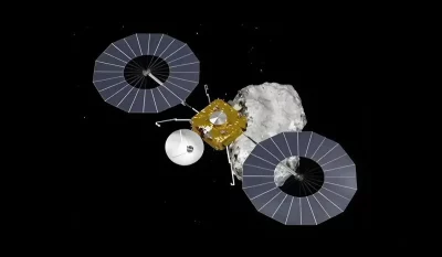 Ilustração da missão Tianwen-2 aproximando-se do asteroide Kamo'oalewa no espaço. (Foto: olhardigital.com.br)