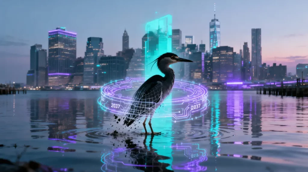 Ilustração editorial sobre Estudo alerta para possível desaparecimento de garça-noturna no porto de Nova York até 2037. (Ilus