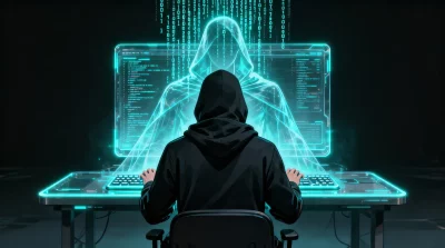 Ilustração editorial sobre Estudo revela transformação do hacker de ameaça a herói da era digital. (Ilustração: Cafezinho / W