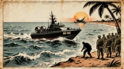 Ilustração editorial sobre Kalashnikov comprova eficácia de barcos BK-16E no combate ao terrorismo na África. (Ilustração: Ca