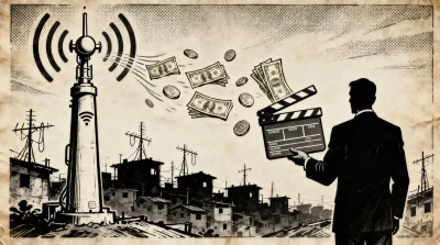 Ilustração editorial sobre Operação investiga desvio de verba pública de Wi-Fi em SP para financiar filme sobre Bolsonaro. (I
