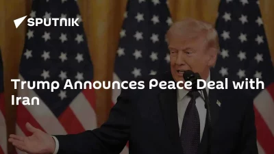 Donald Trump anuncia acordo de paz com o Irã em discurso oficial. (Foto: sputnikglobe.com)