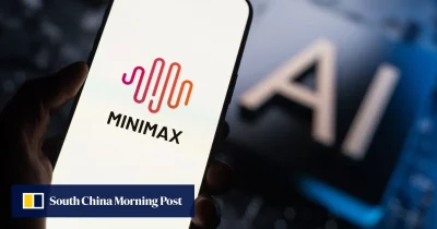 Logo da MiniMax exibido em smartphone, com destaque ao tema de inteligência artificial.