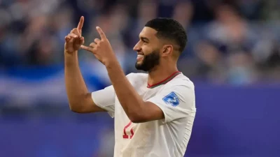Ismael Saibari comemora após marcar gol pela seleção do Marrocos na Copa do Mundo de 2026. (Foto: www.timesnownews.com)