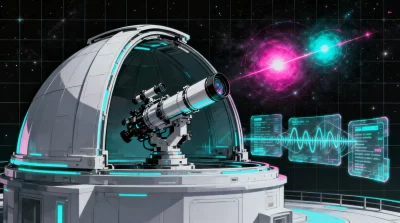 Ilustração editorial sobre Astrônomos desvendam origem de sinais de rádio misteriosos após 20 anos de pesquisa. (Ilustração: