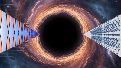 Representação artística de um buraco negro com cristais de espaço-tempo ao redor. (Foto: space.com)