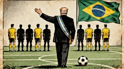 Ilustração editorial sobre Lula pede à seleção brasileira para jogar com alma na estreia da Copa. (Ilustração: Cafezinho / Wa