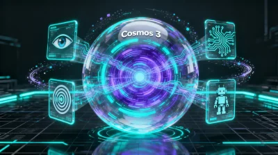 Ilustração editorial sobre Cosmos 3 integra todas as modalidades de IA em único modelo e é liberado como código aberto. (Ilus