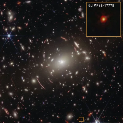 Imagem do espaço capturada pelo telescópio James Webb, destacando o objeto GLIMPSE-17775. (Foto: science.nasa.gov)