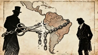 Ilustração editorial sobre Como Washington sabotou o grande sonho de união latino-americana de Simón Bolívar. (Ilustração: Ca