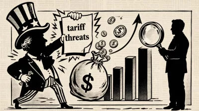 Ilustração editorial sobre Brasil rebate ameaça tarifária dos EUA com dados: superávit americano atinge US$ 424 bilhões. (Ilu