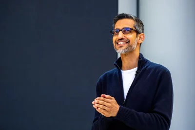 Sundar Pichai, CEO do Google, durante evento corporativo. (Foto: techcrunch.com)