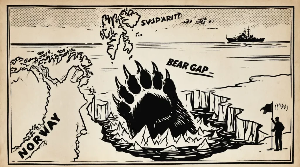 Ilustração editorial sobre Ministro norueguês alerta para ameaça russa no controle do corredor do Ártico. (Ilustração: Cafezi