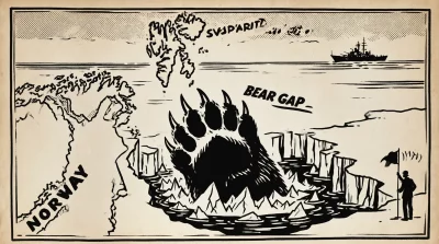Ilustração editorial sobre Ministro norueguês alerta para ameaça russa no controle do corredor do Ártico. (Ilustração: Cafezi