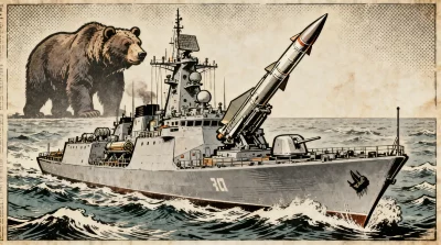 Ilustração editorial sobre Marinha da Índia equipará navios com mísseis BrahMos. (Ilustração: Cafezinho / Wan 2.6)