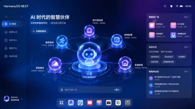 HarmonyOS NEXT: Interface do sistema operacional com foco em agentes inteligentes, destacando o novo modelo de experiência de