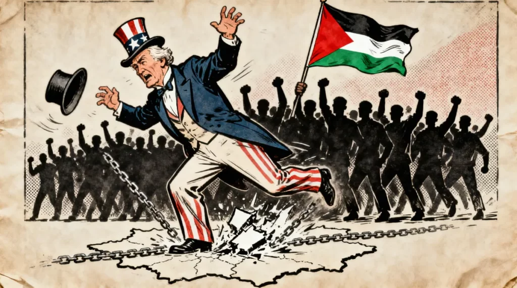 Ilustração editorial sobre Povos em luta mudam o rumo da história contra domínio imperialista, aponta análise. (Ilustração: C