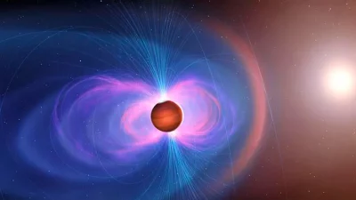 Representação artística de um planeta com campo magnético, ilustrando descoberta científica sobre exoplanetas. (Foto: livesci