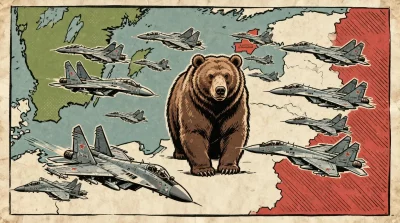 Ilustração editorial sobre Rússia realiza manobras militares no Báltico com mais de 10 caças e bombardeiros. (Ilustração: Caf