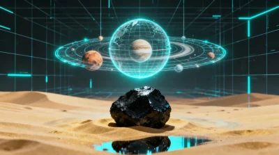 Ilustração editorial sobre Meteorito raro descoberto no Saara revela que o Sistema Solar quase teve um planeta extra. (Ilustr