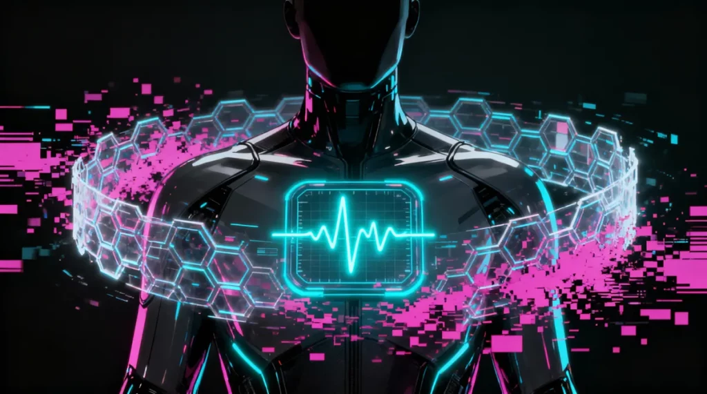 Ilustração editorial sobre Cientistas descobrem métrica que blinda sensores cardíacos remotos contra falhas de compressão de
