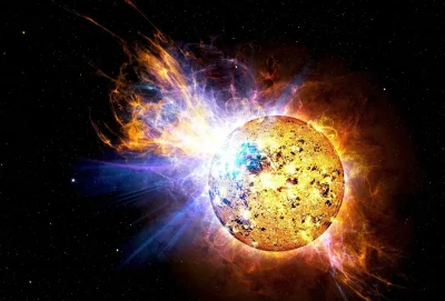 Representação artística de uma explosão solar no espaço. (Foto: phys.org)