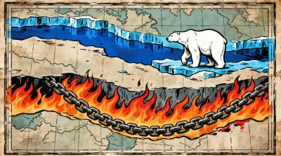 Ilustração editorial sobre CEO da Rosneft destaca importância estratégica do Ártico em meio à crise no Estreito de Ormuz. (Il