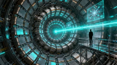 Ilustração editorial sobre Novo diretor do CERN defende megacolisor de £13 bilhões para desvendar mistérios do universo. (Ilu