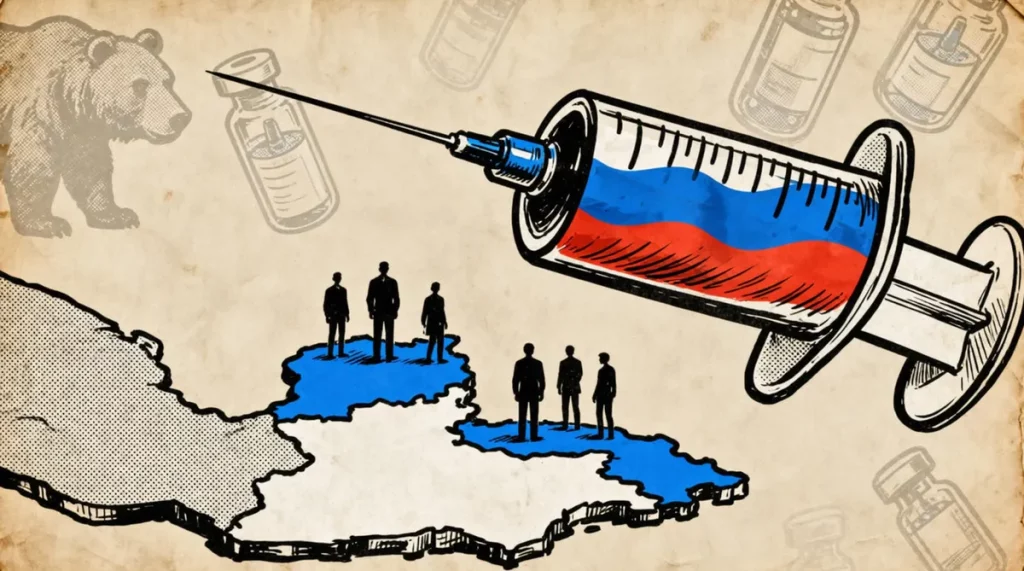 Ilustração editorial sobre Nicarágua anuncia expansão de cooperação com Rússia em vacinas e saúde para América Central. (Ilus