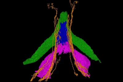 Mapeamento tridimensional dos nervos do clitóris, desenvolvido por pesquisadores liderados pela neurocientista Ju Young Lee.