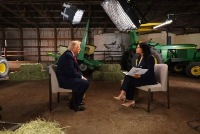 Kristen Welker entrevista o presidente Donald Trump em Wisconsin para o programa "Meet the Press" | NBC News.
